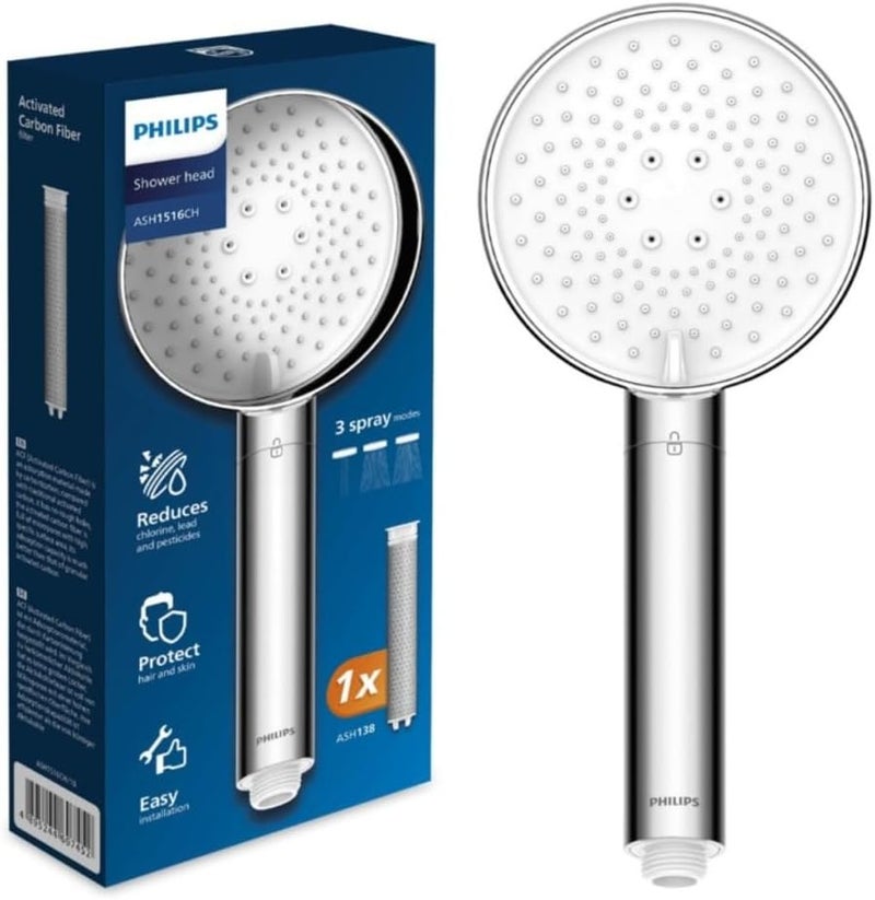 Philips Shower Head with Filter, Effectively Removes Chlorine and Other Large Particles, Three Spray Modes, Pressure Enhancing Design, 1 Month Filter Capacity - Image 2